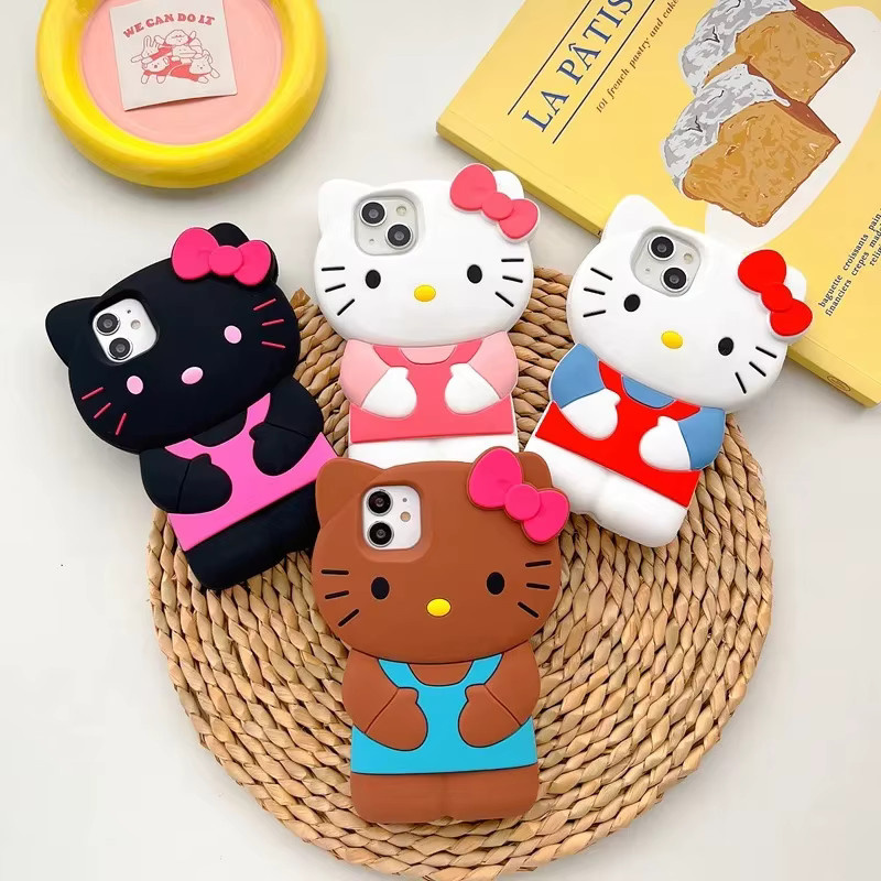 Sanrio Hello Kitty Handyhülle mit 3D Cartoon Schleife aus weichem Silikon für iPhone 12 bis iPhone 17 Pro Max in Multicolour - Bild 2