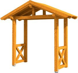Skan Holz Haustür-Vordach Stralsund 4 aus nordischer Fichte, Eiche hell-braun, Breite: 289 cm, Tiefe: 116 cm - Bild 1