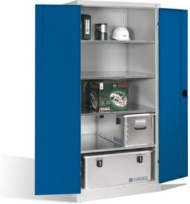 C+P Schwerlast-Werkzeugschrank XXL mit Drehtüren und 4 Regalböden, Farbe Enzianblau und Lichtgrau, H: 195,0 cm, B: 93,0 cm, T: 80,0 cm - Bild 1