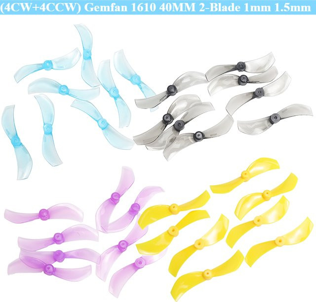 Gemfan 1610 Drohnenpropeller, 8-teiliges Set, 2-Blatt, Gelb, Bunt / Mehrfarbig - Bild 1