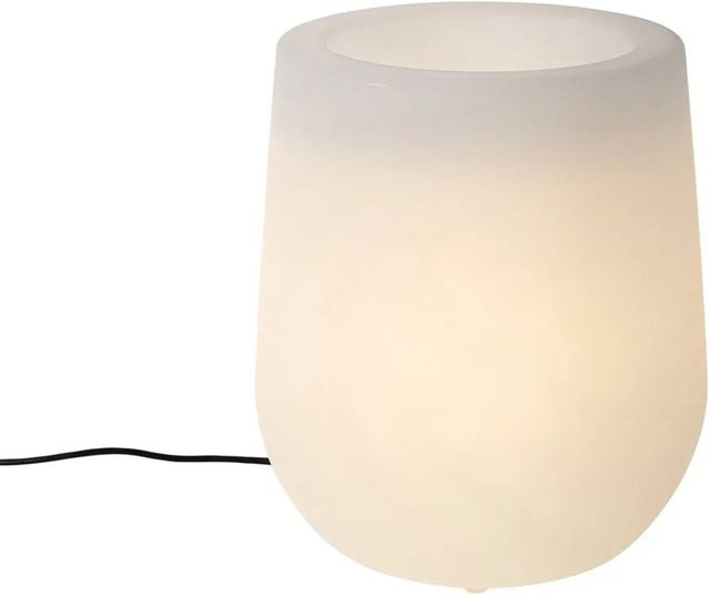 QAZQA Außenstehleuchte in Blumentopf-Optik Weiß, dimmbar, IP44, E27, Höhe: 38 cm - Bild 1