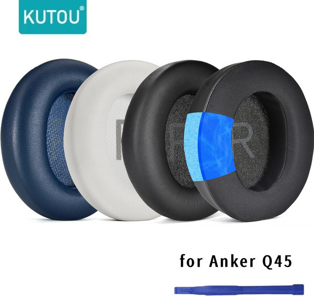 KUTOU Ersatz-Ohrpolster für Anker Soundcore Space Q45 Kopfhörer, weiche Protein-Ohrpolster in Schwarz - Bild 1
