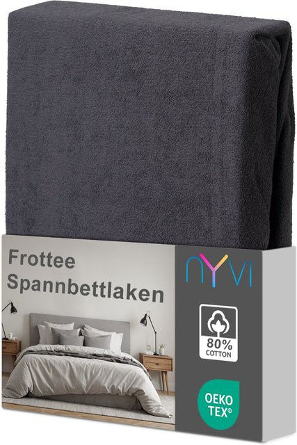 NYVI DreamScience Frottee Spannbettlaken Anthrazit B/T: 100 x 200 cm - Bild 1