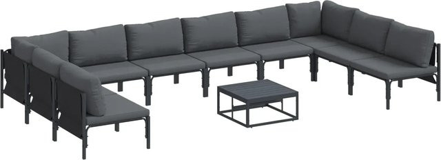 vidaXL Garten-Sofa-Set 11-teilig aus Stahl in Anthrazit - Bild 1