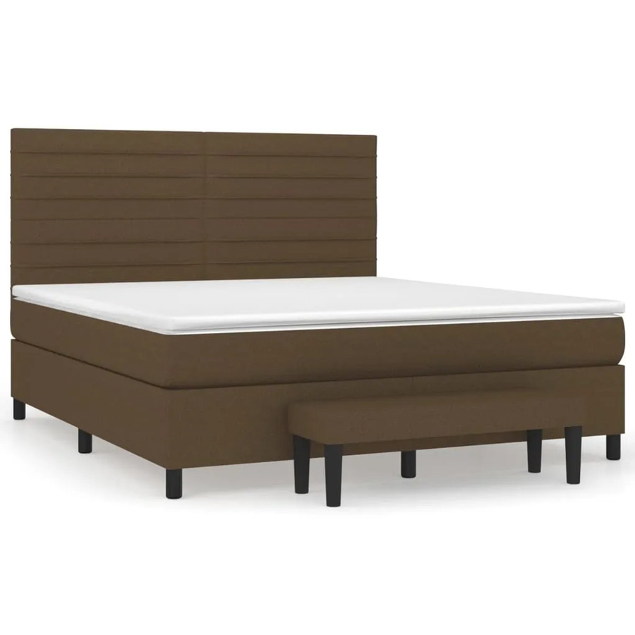 vidaXL Boxspringbett mit Matratze Hybrid-Design in Dunkelbraun und Weiß, B/T/H: 160 x 200 x 128 cm - Bild 2