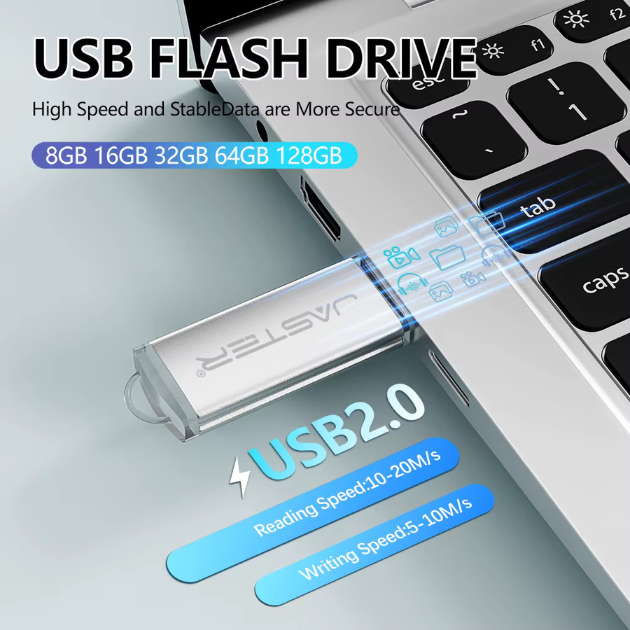 JASTER USB-Stick in Schlüsselform aus Metall, Schwarz, USB-Flash-Laufwerk - Bild 4