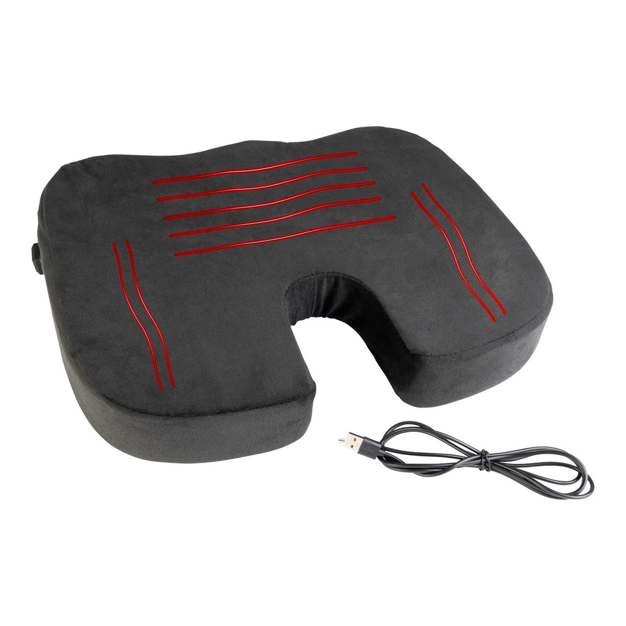 Ergonomisches Sitzkissen mit Heizfunktion von Genialo, Schwarz, USB-Anschluss und rutschfester Unterseite - Bild 2