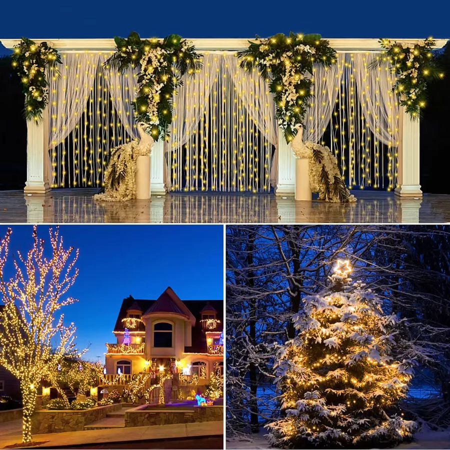 AIMENGTE LED-Lichterkette mit monokristallinem Silizium-Solarpanel und 8 Lichtmodi für Festival, Weihnachten und Party-Dekoration - Bild 3