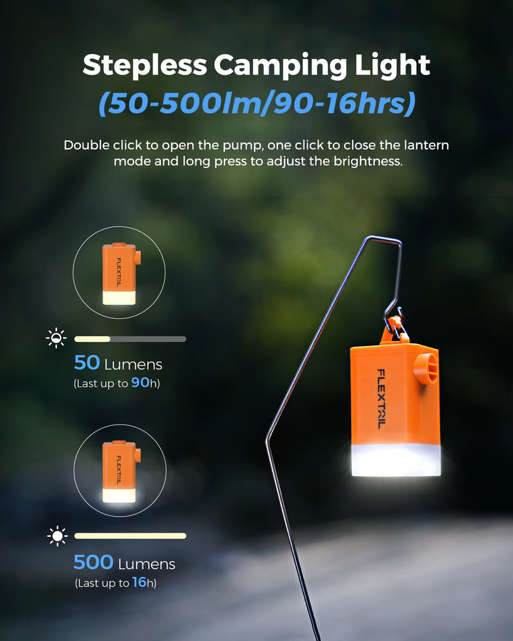 Flextail Max Pump 2 Plus Elektrische Luftpumpe mit Campinglicht und Notstromversorgung in Weiß mit 4800 mAh Akku und Doppeldruckstufe - Bild 4