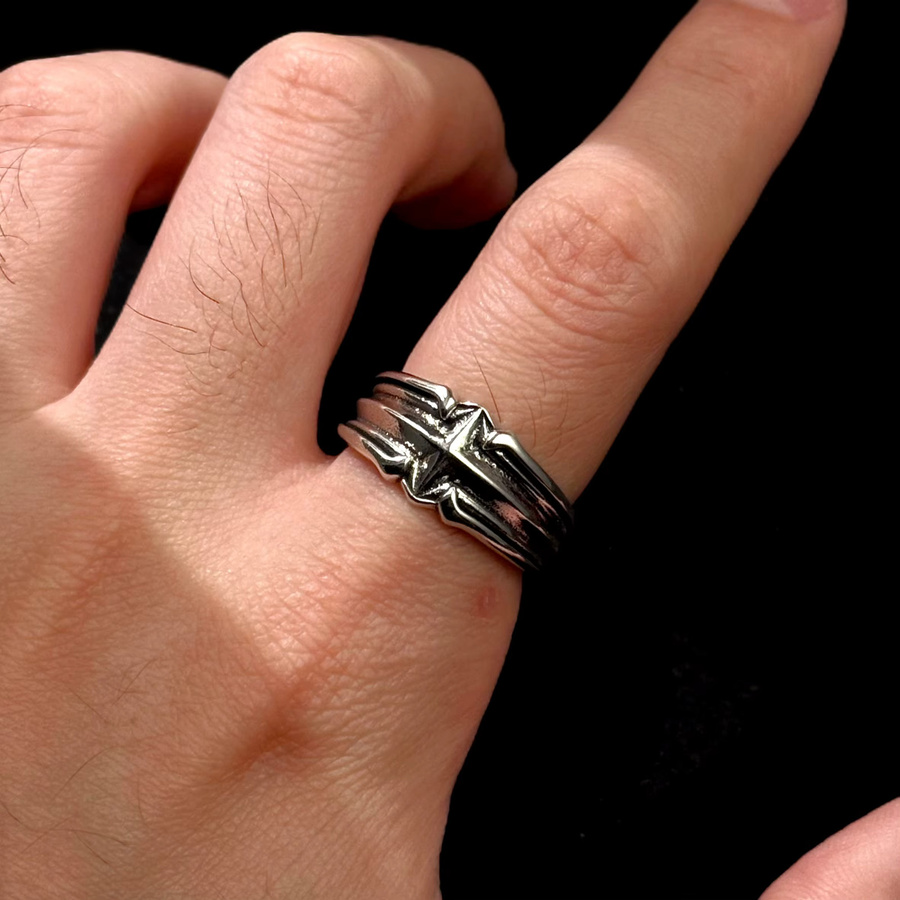 LENNIK Stern-Ring, versilbertes Messing, Unisex - Bild 2