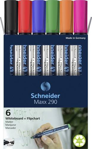 Schneider Whiteboard- und Flipchartmarker Maxx 290 Set mit 6 Stück in sortierten Farben - Bild 1