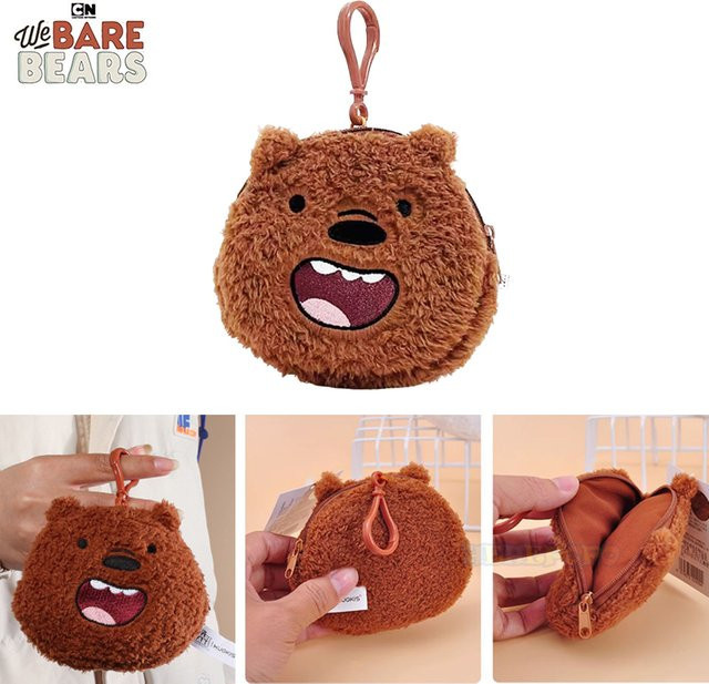 HUGKIS We Bare Bears Plüschtiere Geldbörse Anhänger, 12cm, Bunt / Mehrfarbig - Bild 1