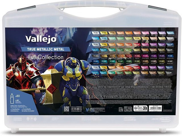 Vallejo True Metallic Metal Farbkoffer, Nachfüllpack, 80 x 18 ml - Bild 1