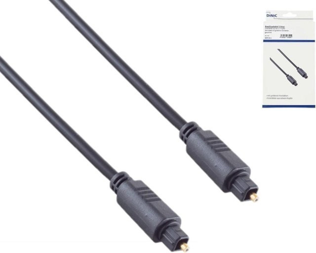 DINIC Toslink Optisches Kabel Schwarz mit vergoldeten Kontakten, Länge: 5,00 m - Bild 1