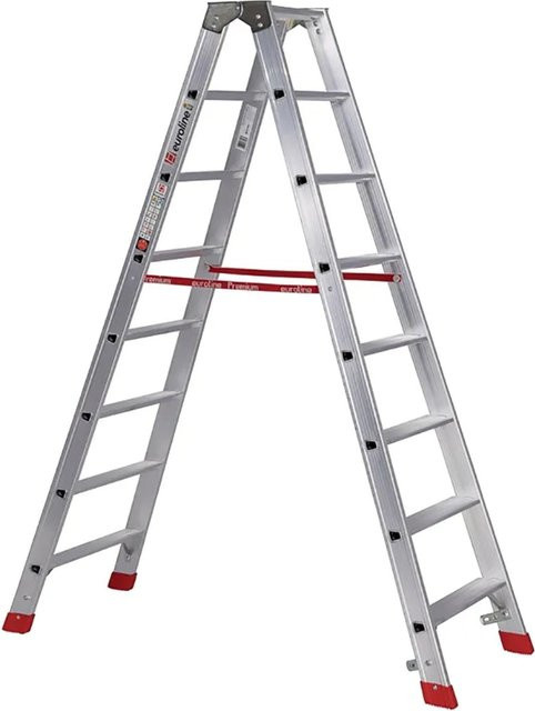Euroline Premium 30577 Stufenstehleiter aus Aluminium in Silber mit 2x8 Stufen - Bild 1