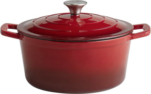 APS Kochtopf 5 STARS aus emailliertem Gusseisen mit Deckel, Rot, Volumen: 4 l, B/T/H: 25 x 25 x 11,5 cm - Bild 1