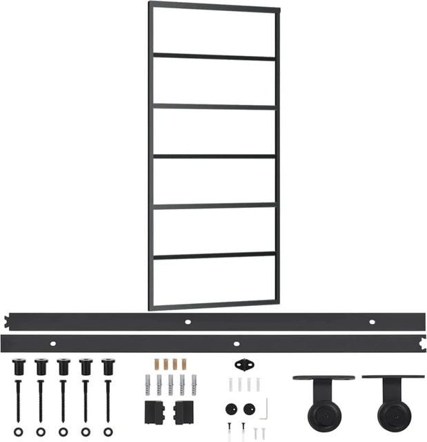 vidaXL Schiebetür aus ESG-Glas und Aluminium in Schwarz, B/H: 90 x 205 cm - Bild 1