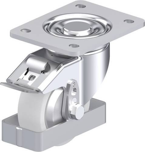Blickle Stahlblech-Lenkrolle 940047 LH-SPO 100G-3-FI-FA-FS in Silber, Rad-Durchmesser: 100 mm, Tragfähigkeit: 500 kg - Bild 1