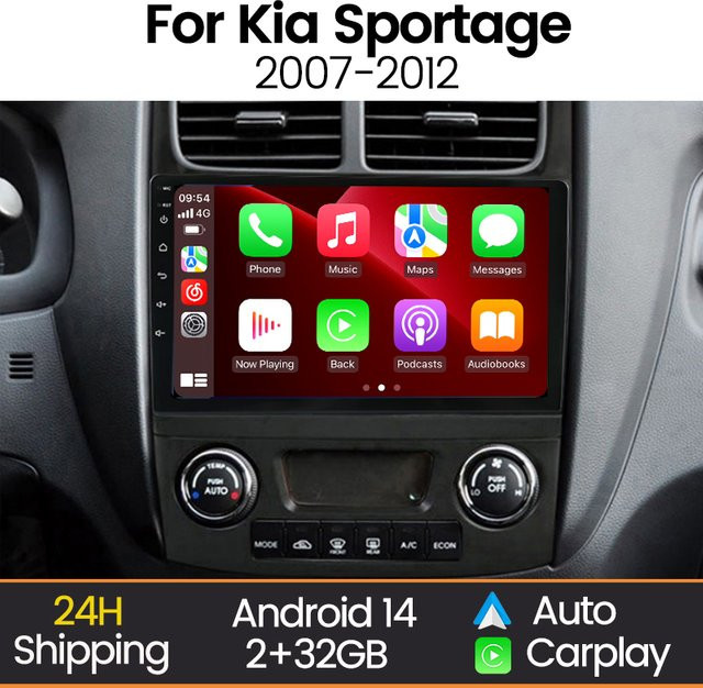 MEKEDE Android All-in-One Autoradio Multimedia-Player für Kia Sportage 2 (2008-2010) mit Android Auto, CarPlay, Bluetooth und Wi-Fi in Schwarz - Bild 1