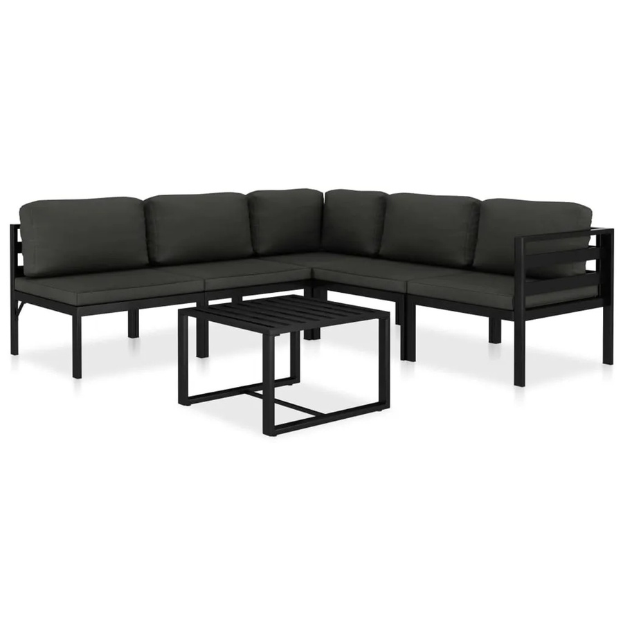 vidaXL 6-tlg Garten-Lounge-Set aus Aluminium mit Kissen in Anthrazit - Bild 2