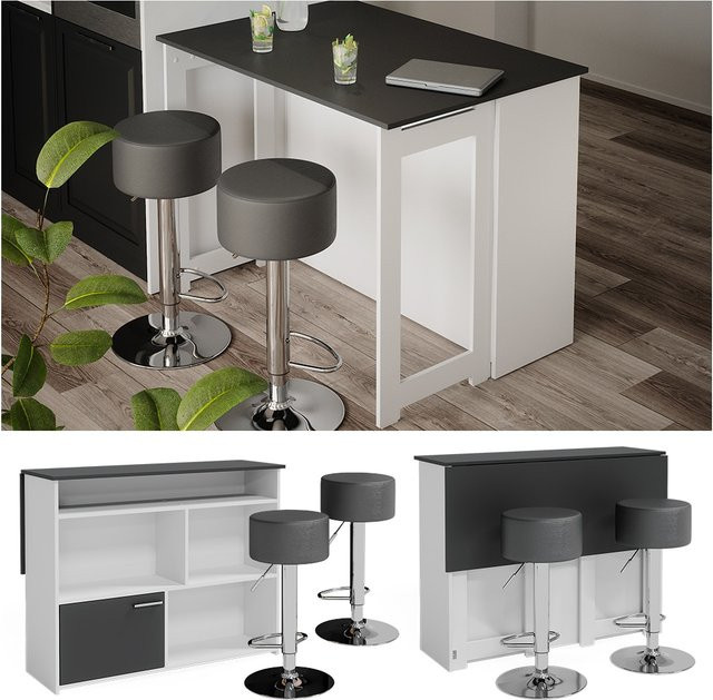 Vicco Bartisch Dominic in Weiß Anthrazit mit offenen Fächern und Tür für Esszimmer und Küche B/T/H: 116 x 37 x 271,9 cm - Bild 1