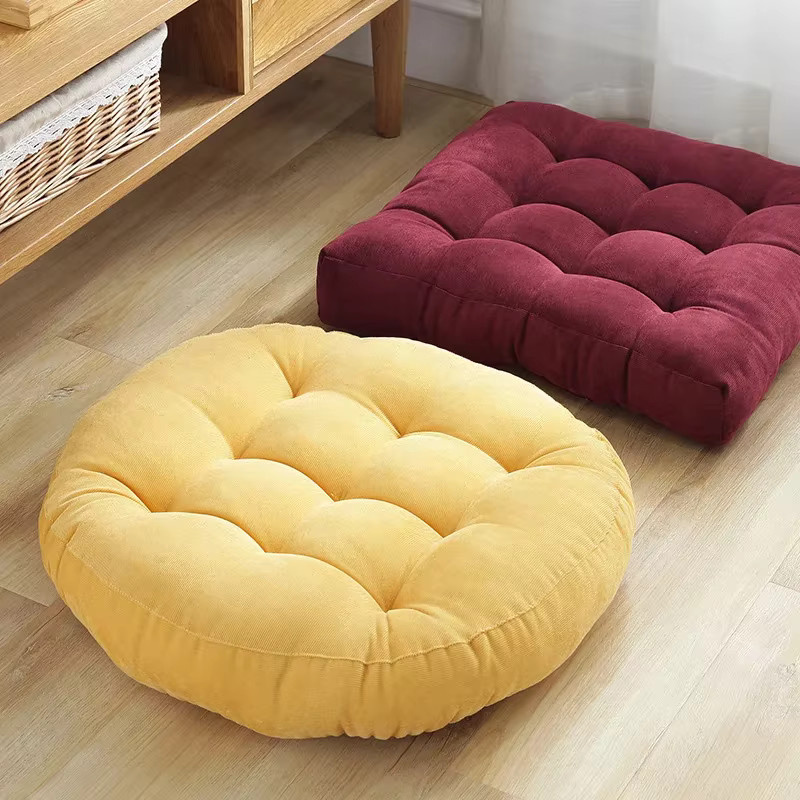Inyahome Rundes Bodenkissen aus Cord für Meditation und Yoga, Grün - Bild 4