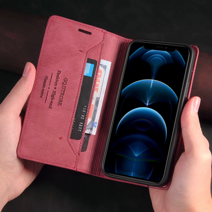 Leder Flip Case für Samsung Galaxy A10S A20E A21S A30 A31 A40 A41 A50S A51 A70 A71 A81 als magnetische Brieftasche mit Standfunktion in Schwarz und Rot - Bild 2