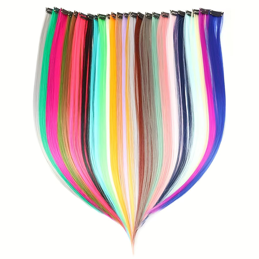 JIAMEISI Haarverlängerung, Regenbogen, bunt, Clip, Frauen, Mädchen, Kinder - Bild 2