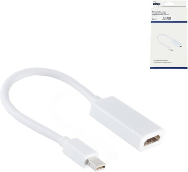DINIC Adapter Mini DisplayPort Stecker auf HDMI-A Buchse, weiß, Länge: 0,15 m - Bild 1