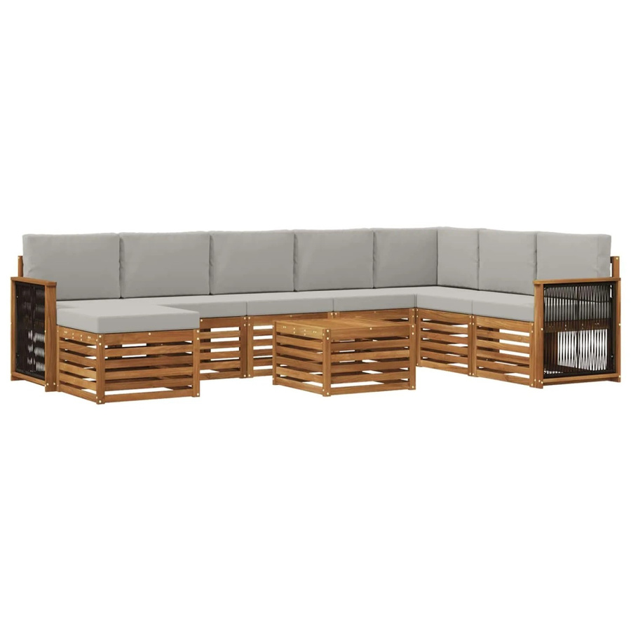 vidaXL Sofagarnitur aus Massivholz Akazie im modernen Latten-Design mit Armlehnen - Bild 2