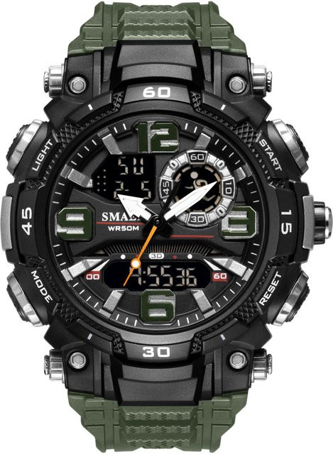 SMAEL Armbanduhr, Quarzuhr, Dual Display, LED, 50m Wasserdicht, Herren, Grün - Bild 1