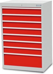 Bedrunka+Hirth Schubladenschrank Serie T500-6 mit 8 Schubladen in Rot aus Metall - Bild 1