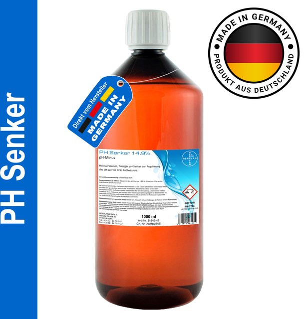 HERRLAN pH Senker 14,9% Flüssiger pH-Wert-Regulator für Pool und Schwimmbad zur pH-Wert-Einstellung in Chlor- und Salzwasser - Bild 1