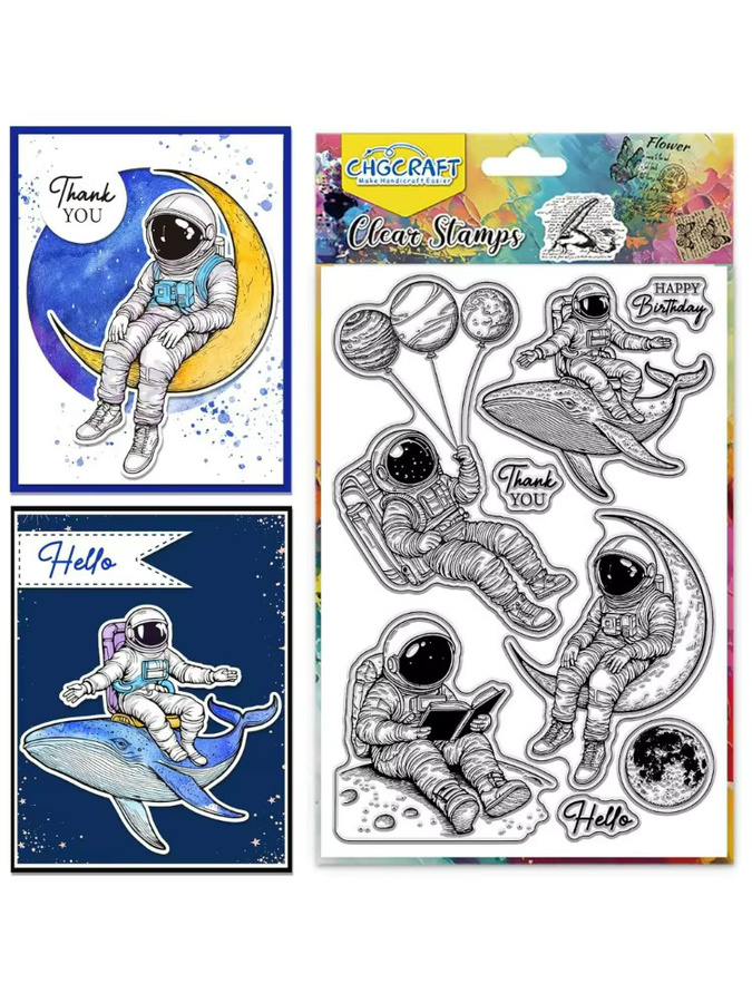 Transparenter Astronaut und Wal Stempel für DIY Scrapbooking und Fotoalben - Bild 6