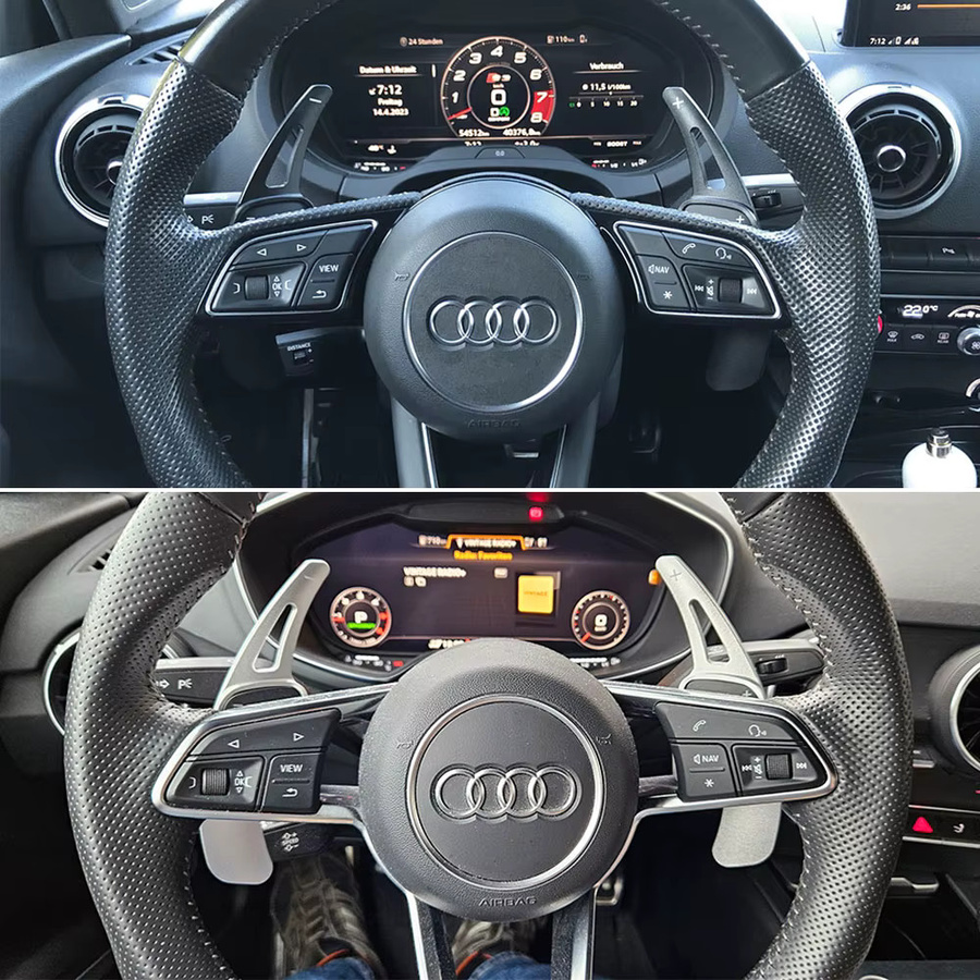 Beinuli DSG Lenkrad Paddle Shifter Verlängerungs Aufkleber in Silber für Audi A3 8V A4 B9 A5 Q2 Q5 SQ5 Q7 und TT - Bild 4