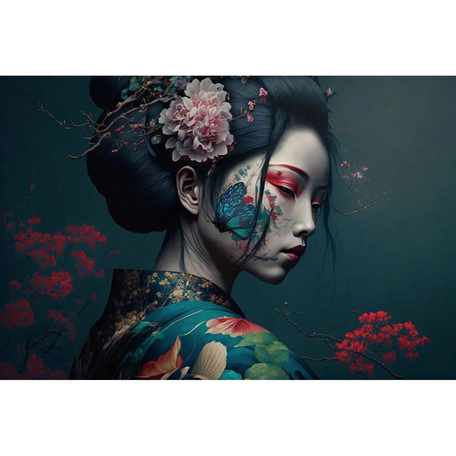 Art Universe Glasbild Asia Dream Motiv Natur und Florale Illustration, Mehrfarbig, Breite: 80 cm, Höhe: 120 cm - Bild 2