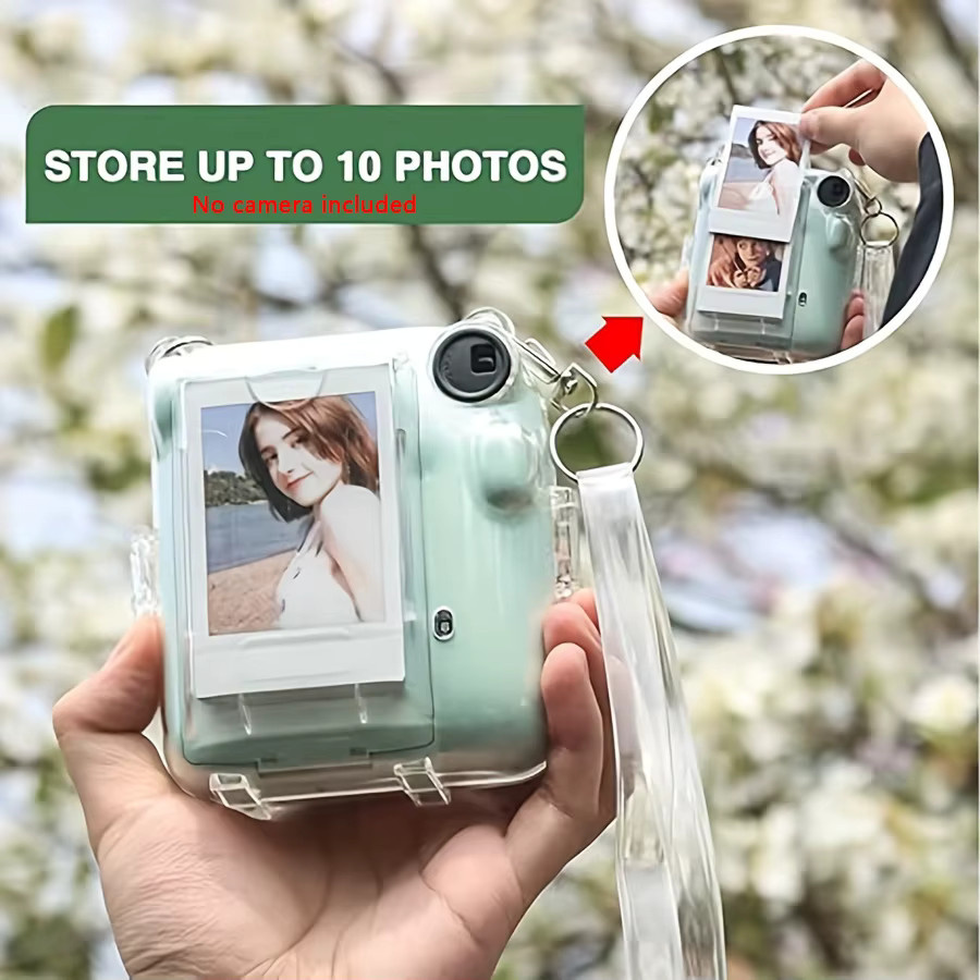 5-teiliges Set transparente Schutzhülle aus Hart-PC für Fujifilm Instax Mini 12 inklusive 2 Riemen und Aufklebern - Bild 3