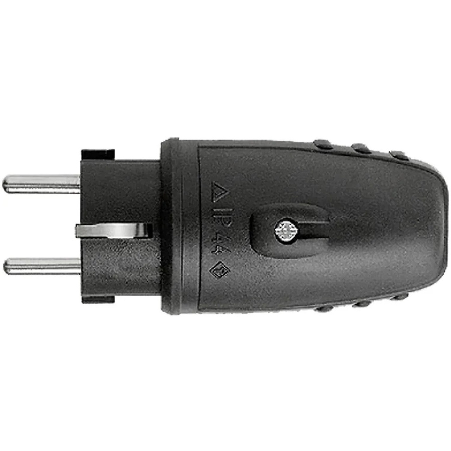 N & L Schutzkontakt-Gummi-Stecker IP44 in Schwarz - Bild 2