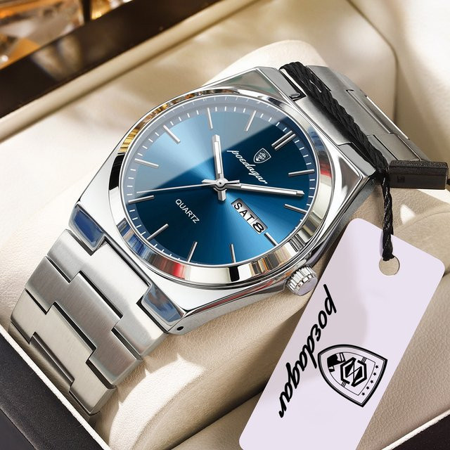 POEDAGAR Armbanduhr Edelstahl, Quarz, Datum, Wochentag, Herren - Bild 1