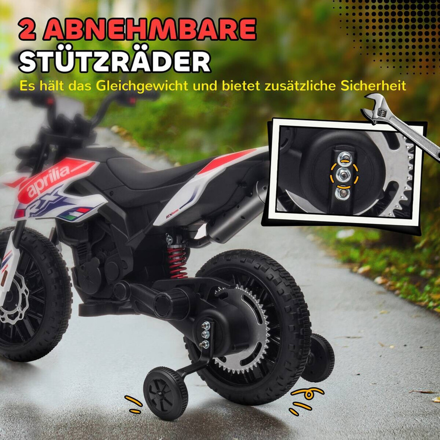 AIYAPLAY Kinder Elektro-Motorrad Weiß mit Musik ab 3 Jahren - Bild 3
