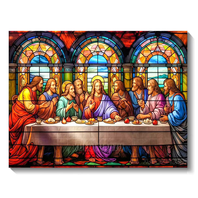 QIZITENG 5D DIY Diamantmalerei Jesus Letztes Abendmahl als Strass Stickerei Set in Mehrfarbig, quadratisch, wandmontiert, Breite: 40 cm, Höhe: 30 cm, Tiefe: 30 cm - Bild 4