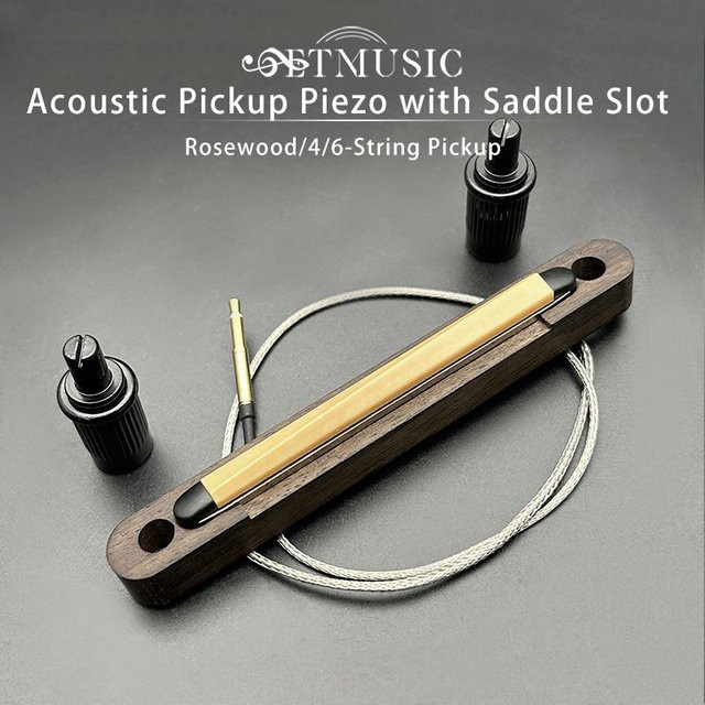 GETMUSIC Palisanderbrücke für U-Bass in Braun mit Höhenverstellschrauben, Sattelschlitz 84 x 6,5 mm, Maße: 110 x 13 mm, passend für 4/6-saitige Akustik-Bassgitarren - Bild 1