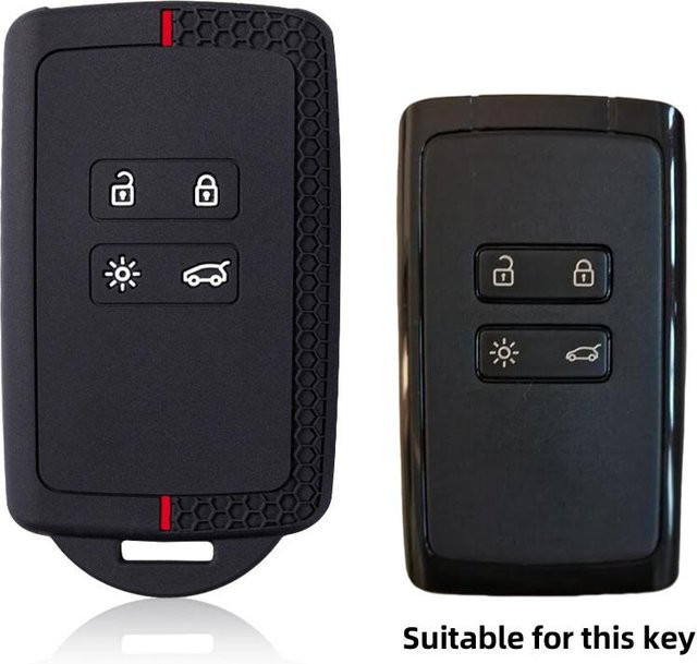 Silikon Autoschlüsselhülle in Schwarz für Dacia Duster Logan 3 Jogger Sandero und Renault Clio 5 Megane 4 Zoe Kadjar Captur Arkana Koleos - Bild 1