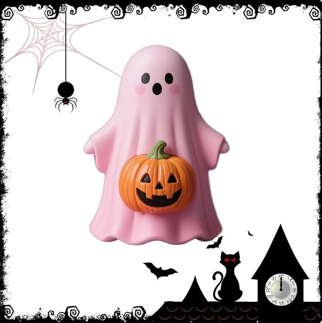 Dream Wedding Halloween Miniatur Kürbis Figur in Pink als niedliche Deko-Skulptur für den Tisch - Bild 1