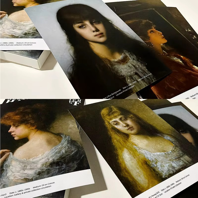 30 Stück Set Russische Künstler Harlamoff Ölgemälde Postkarten mit klassischen Porträtmotiven in Mehrfarbig für Scrapbooking und Geschenke - Bild 2