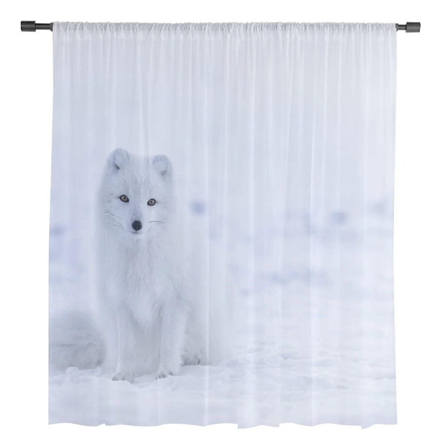 Transparente Fuchstüllvorhänge von Your Warm Home mit Tierdruck in Weiß, Breite: 135 cm, Höhe: 114 cm - Bild 1