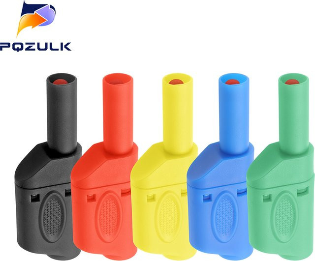 Gelber Bananenstecker 4 mm vernickelt und stapelbar, isolierter Kupfer-Sicherheitsstecker 32 A - Bild 1