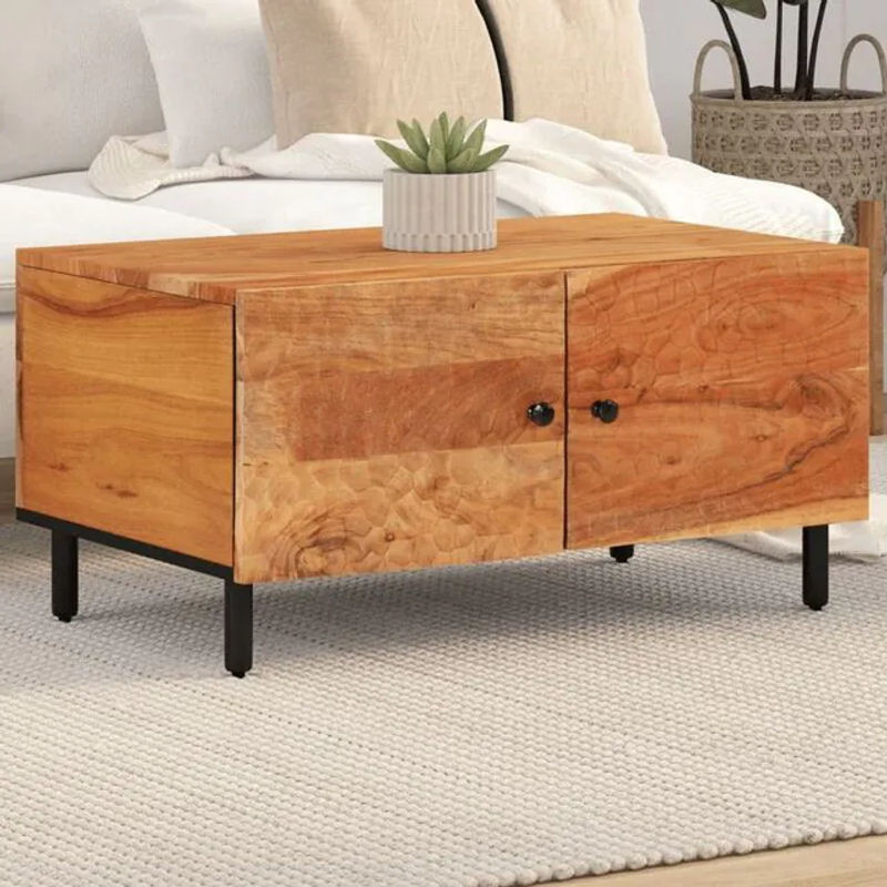 Vidaxl Couchtisch aus Massivholz Akazie in Braun im Industrial Design, B/T/H: 80 x 50 x 40 cm - Bild 1