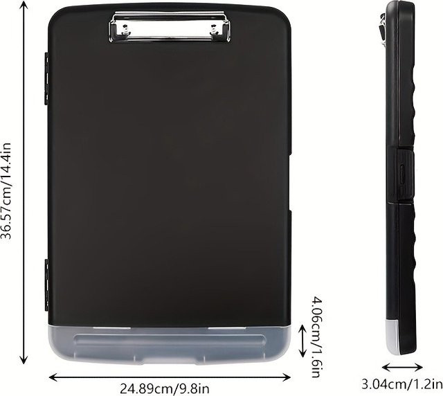 Wasserdichte A4-Aktenbox aus Kunststoff in Schwarz mit Stiftschlitz und mehreren Fächern als Schreibtisch-Organizer - Bild 1