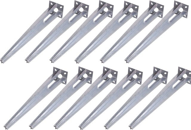 TRUTZHOLM 12er Set Bodenhülsen verzinkt in Silber, Durchmesser: 34 mm, Länge: 50 cm, für Pfosten 100 x 100 mm - Bild 1